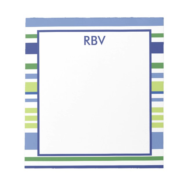 Blue and Green Stripe Notepad (Front)