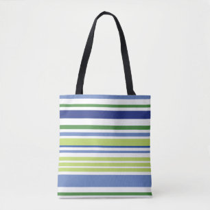 Blue and Green Stripe Tote Bag
