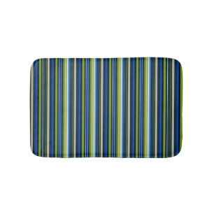Blue and Green Striped Bathmat