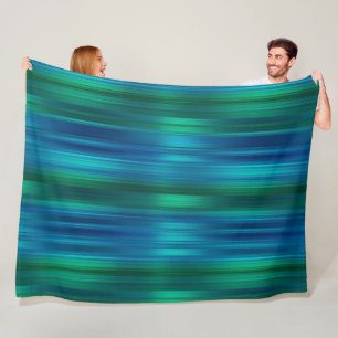 Blue and Green Striped Fleece Blanket