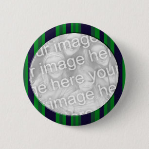 Blue and Green Striped photo frame 6 Cm Round Badge