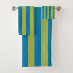 Blue and Green Stripes Bath Towel Set