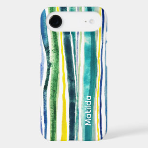 Blue and green stripes Case-Mate iPhone case