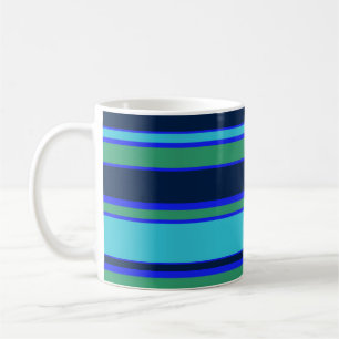Blue and green stripes coffee mug