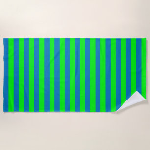 Blue and Green Stripes Design Beach Towel