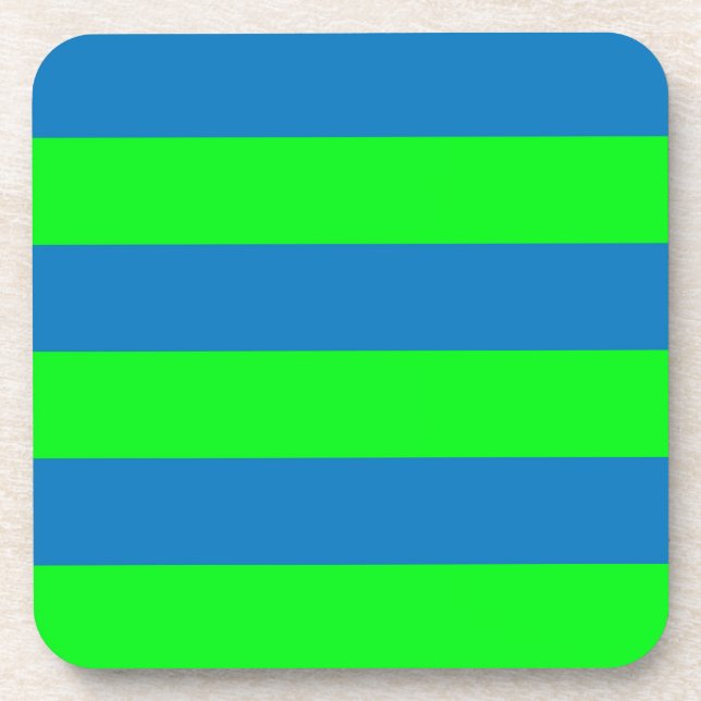 Blue and Green Stripes Design Coaster (Front)