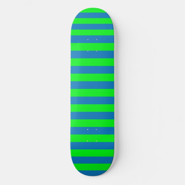 Blue and Green Stripes Design Skateboard (Front)