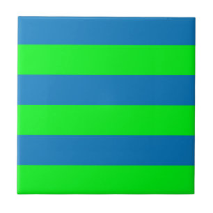 Blue and Green Stripes Design Tile