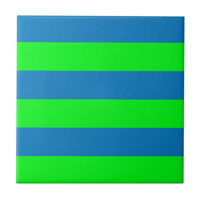 Blue and Green Stripes Design Tile (Front)