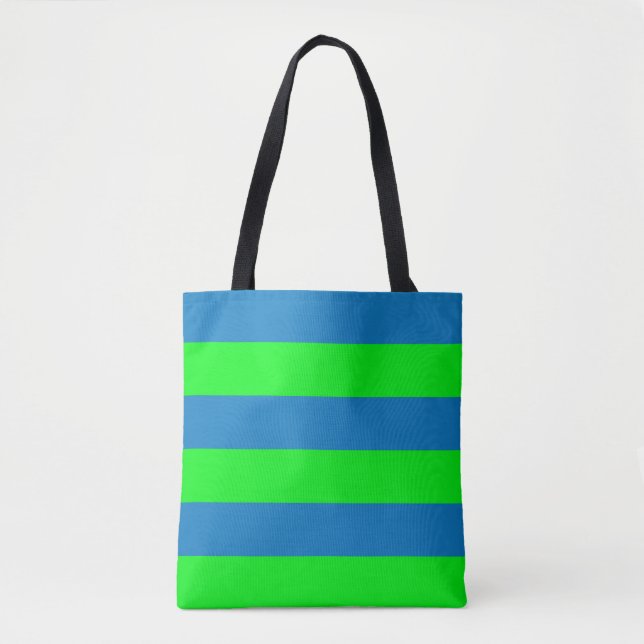 Blue and Green Stripes Design Tote Bag (Front)
