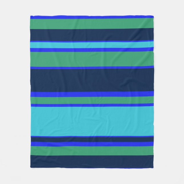 Blue and green stripes fleece blanket (Front)