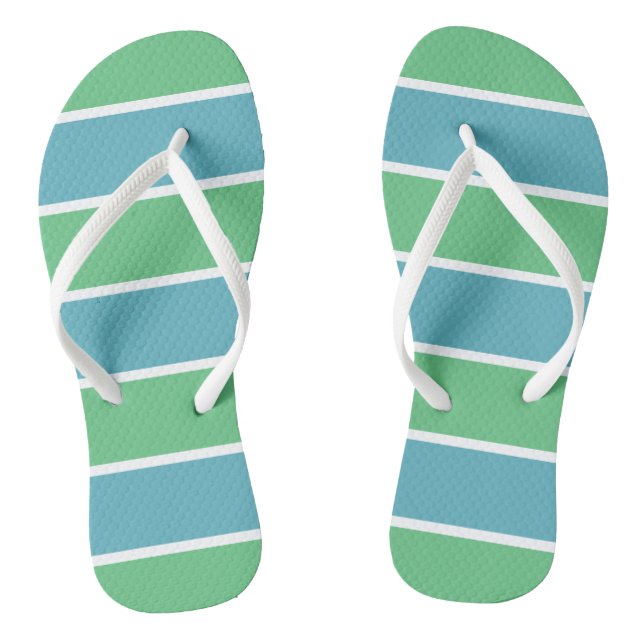 Blue and Green Stripes Flip Flops (Footbed)