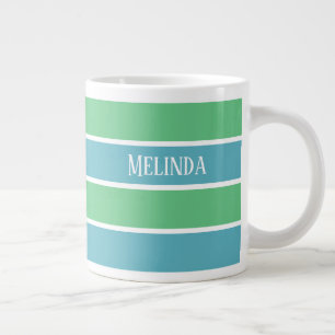 Blue and Green Stripes Jumbo Mug