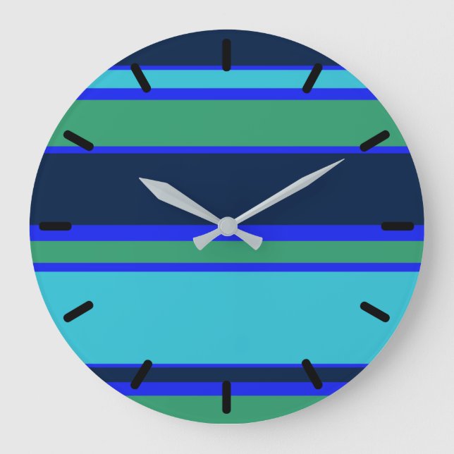 Blue and green stripes large clock (Front)