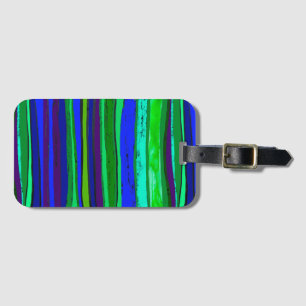 Blue and green stripes luggage tag