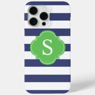 Blue and Green Stripes Monogram iPhone 15 Pro Max Case