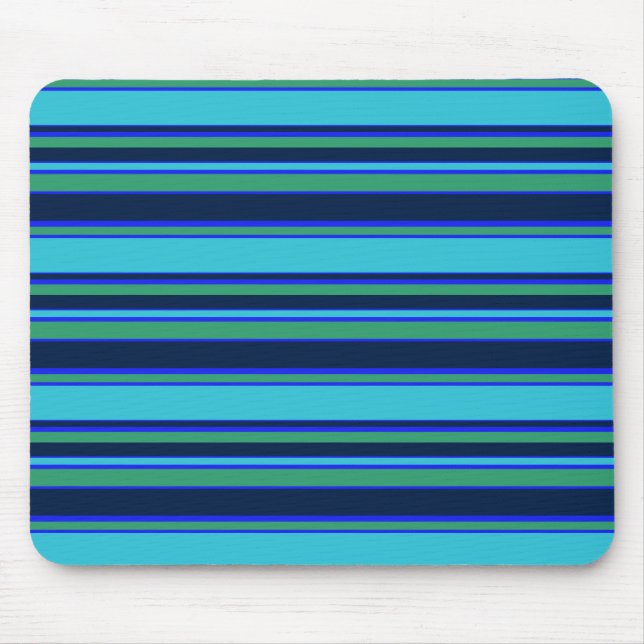 Blue and green stripes mouse mat (Front)