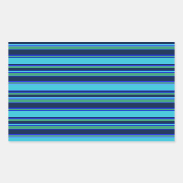 Blue and green stripes rectangular sticker (Front)