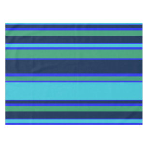 Blue and green stripes tablecloth