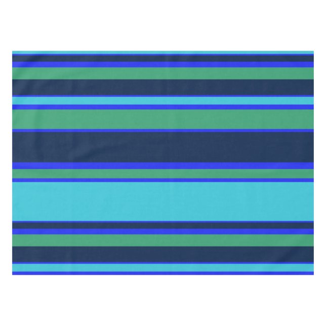 Blue and green stripes tablecloth (Front (Horizontal))