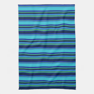 Blue and green stripes tea towel