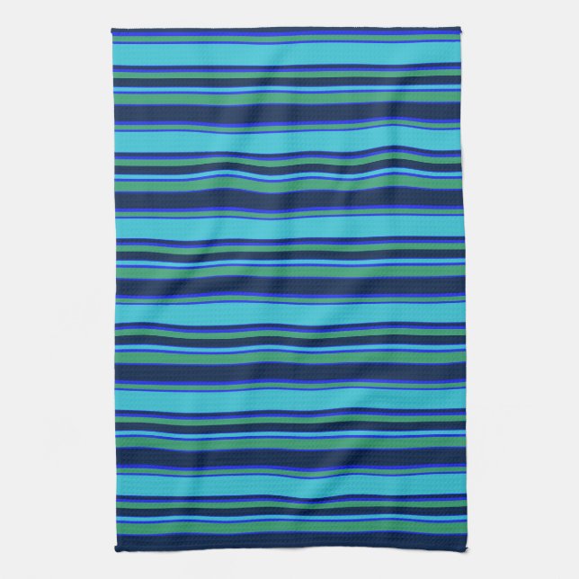 Blue and green stripes tea towel (Vertical)