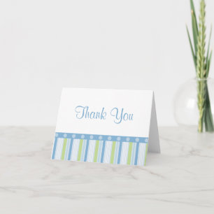 Blue and Green Stripes Thank You Card