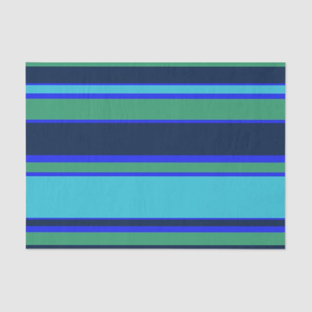 Blue and green stripes tissue paper (Front)