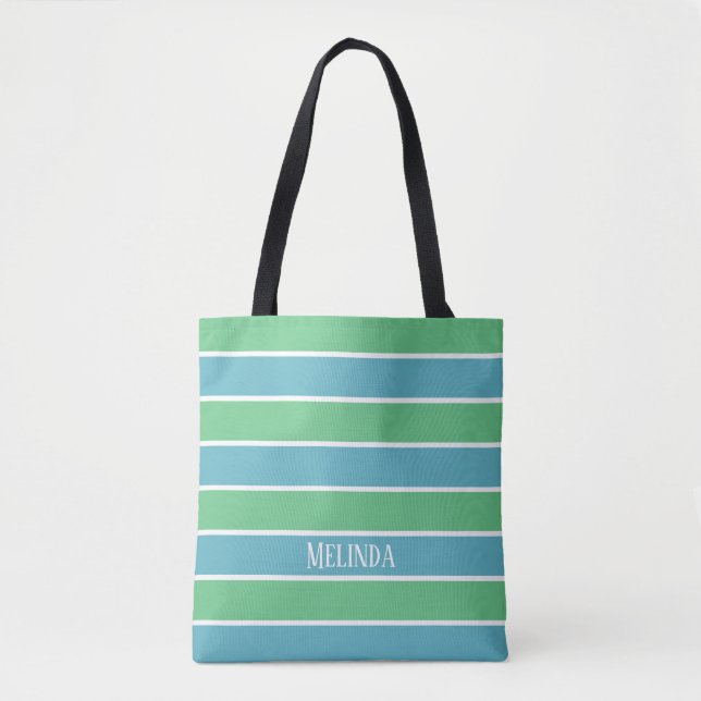 Blue and Green Stripes Tote (Front)
