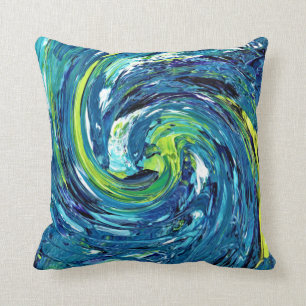 Blue And Green Swirl Cushion