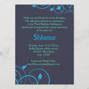 Blue and green swirls invitation