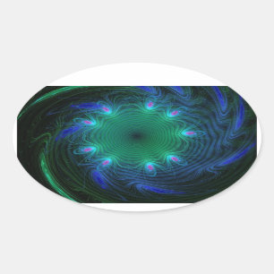 Blue And Green Swirls Oval Sticker