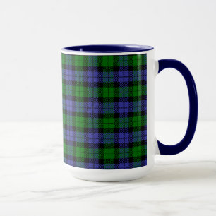 Blue and green tartan mug