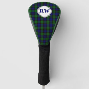 Blue and Green Tartan Plaid Monogram Golf Head Cover