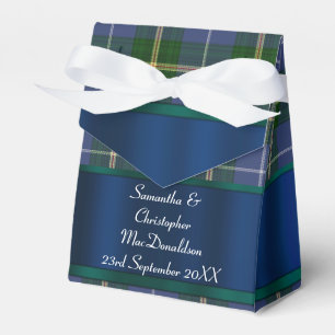 Blue and green tartan plaid wedding favour box