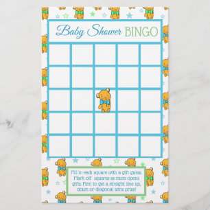 Blue and Green Teddy Bear Boy baby shower games Flyer