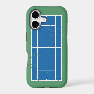 Blue and Green Tennis Court Distressed Style
