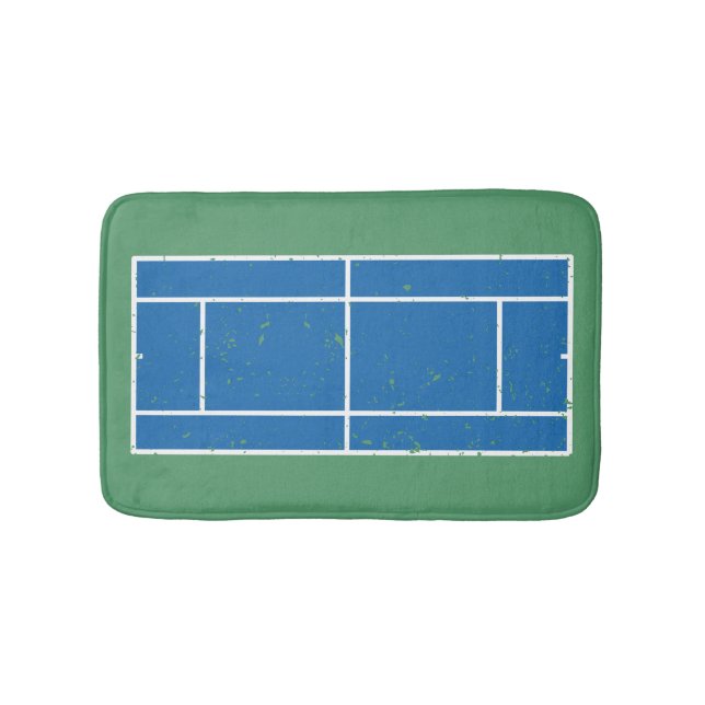Blue and Green Tennis Court Distressed Style Bath Mat (Front)