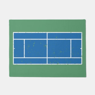 Blue and Green Tennis Court Distressed Style Doormat