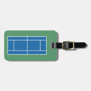 Blue and Green Tennis Court Distressed Style Luggage Tag