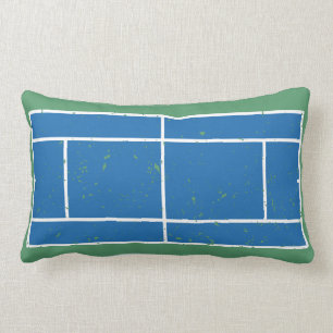 Blue and Green Tennis Court Distressed Style Lumbar Cushion