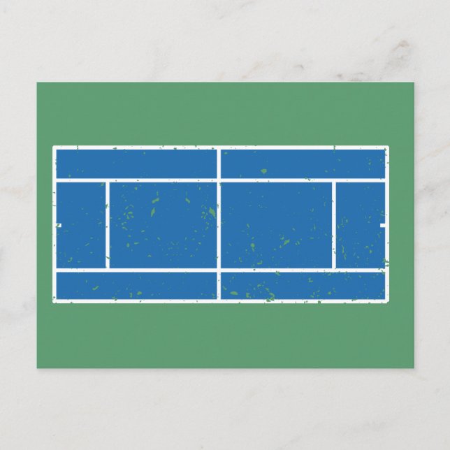 Blue and Green Tennis Court Distressed Style Postcard (Front)