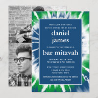 Blue and Green Tie Dye Bar Mitzvah  Photo Collage