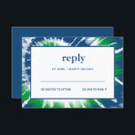 Blue and Green Tie Dye Bar Mitzvah  RSVP Card<br><div class="desc">This trendy insert card features a navy blue and green spiral tie dye design.  Add your text using the template form.  Change the font,  layout and colours using the Customise feature.</div>