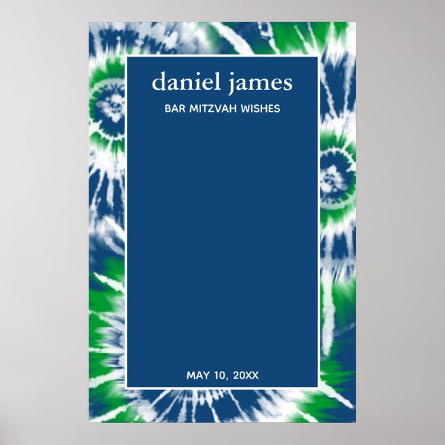 Blue and Green Tie Dye Party Sign in Board (Front)