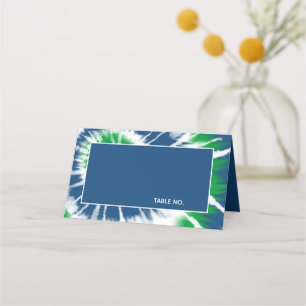 Blue and Green Tie Dye Personalised Place Card
