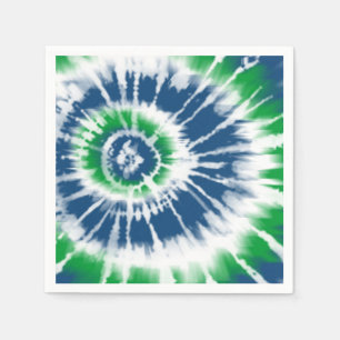 Blue and Green Tie Dye Spiral Party Napkin