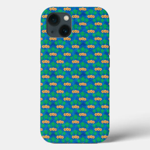 Blue and Green Tribal Green Sea Turtles iPhone 13 Case