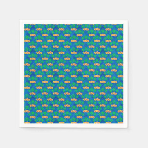 Blue and Green Tribal Green Sea Turtles Napkin
