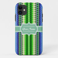 Blue and Green Tribal Ikat Chevron Personalised